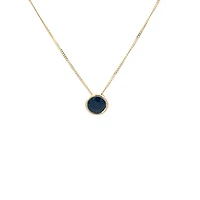 10K Yellow Gold 5mm Genuine Sapphire Pendant, 18"
