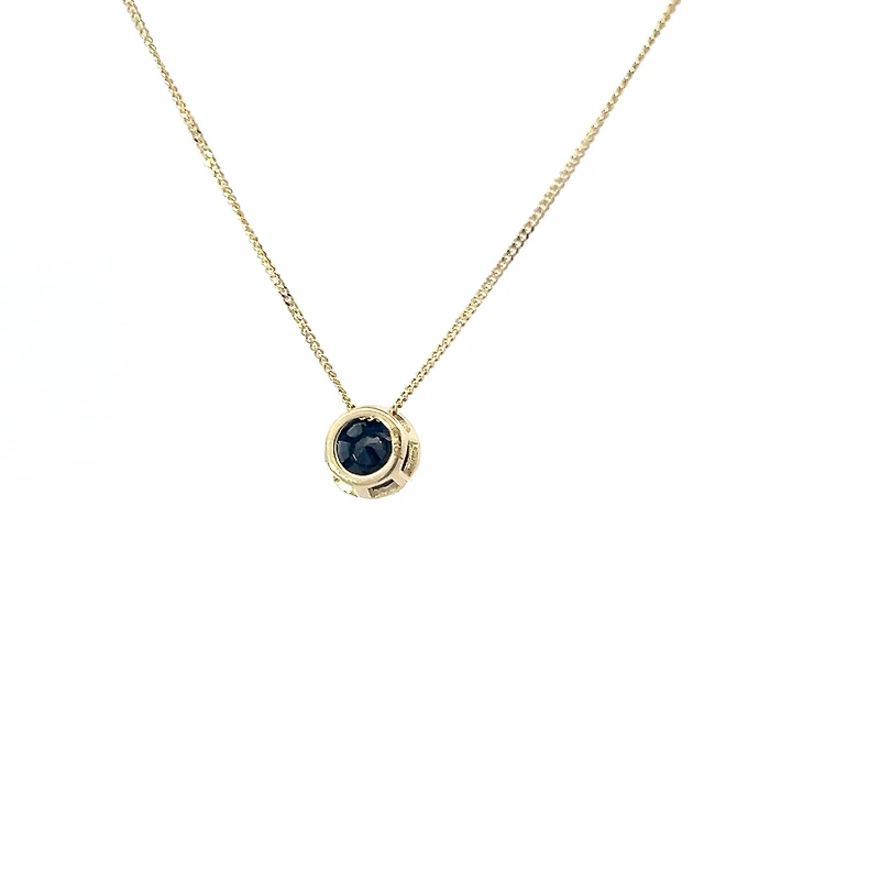 10K Yellow Gold 5mm Genuine Sapphire Pendant, 18"