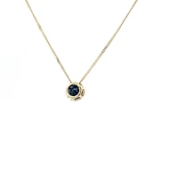 10K Yellow Gold 5mm Genuine Sapphire Pendant, 18"