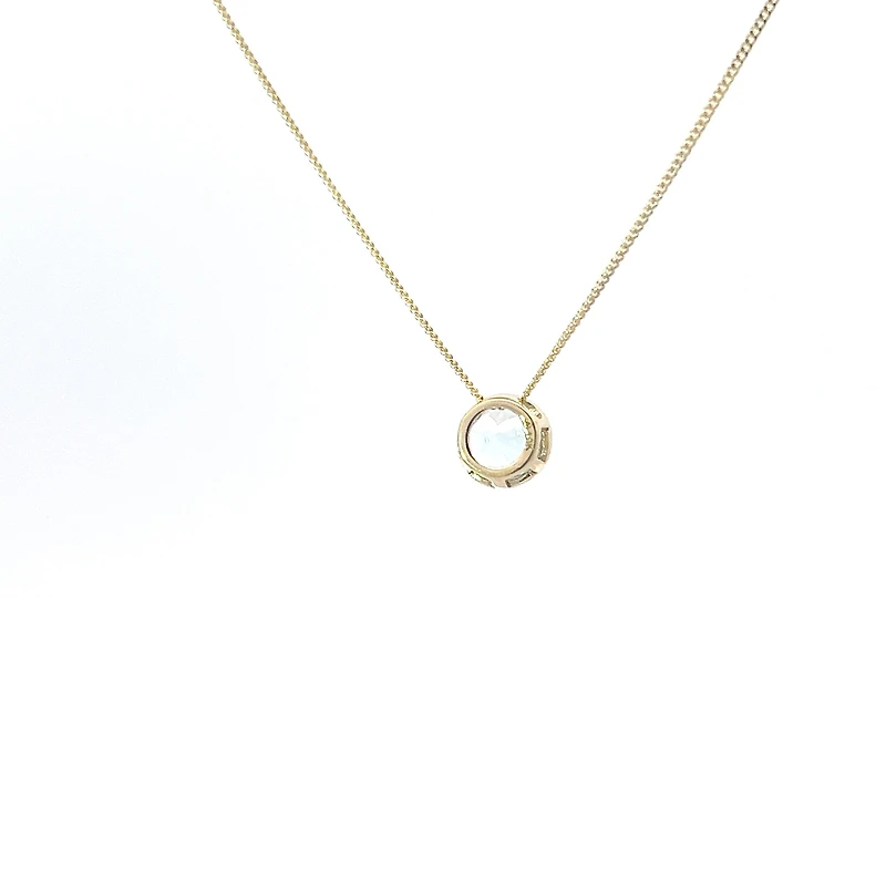 10K Yellow Gold 5mm Genuine Aquamarine Pendant, 18"
