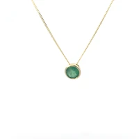 10K Yellow Gold 5mm Genuine Emerald Pendant, 18"