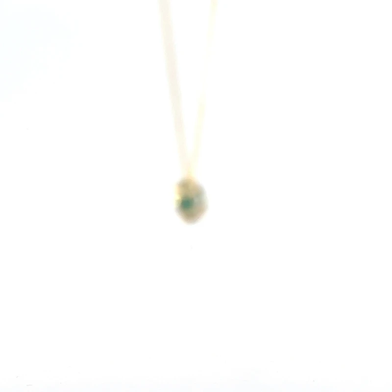10K Yellow Gold 5mm Genuine Emerald Pendant, 18"