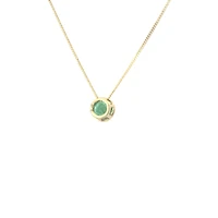 10K Yellow Gold 5mm Genuine Emerald Pendant, 18"
