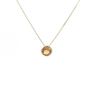 10K Yellow Gold 5mm Genuine Citrine Pendant, 18"