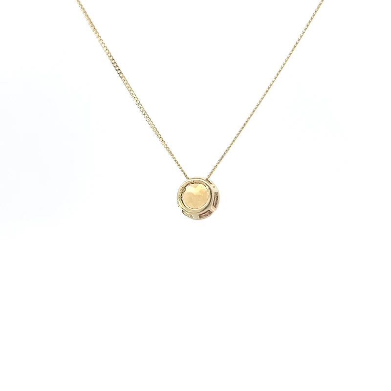 10K Yellow Gold 5mm Genuine Citrine Pendant, 18"