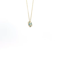 10K Yellow Gold 5mm Genuine Blue Topaz Pendant, 18"