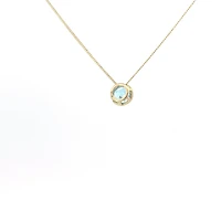 10K Yellow Gold 5mm Genuine Blue Topaz Pendant, 18"