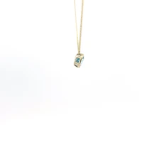 10K Yellow Gold 5mm Genuine Blue Topaz Pendant, 18"