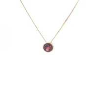 10K Yellow Gold 5mm Genuine Garnet Pendant, 18"