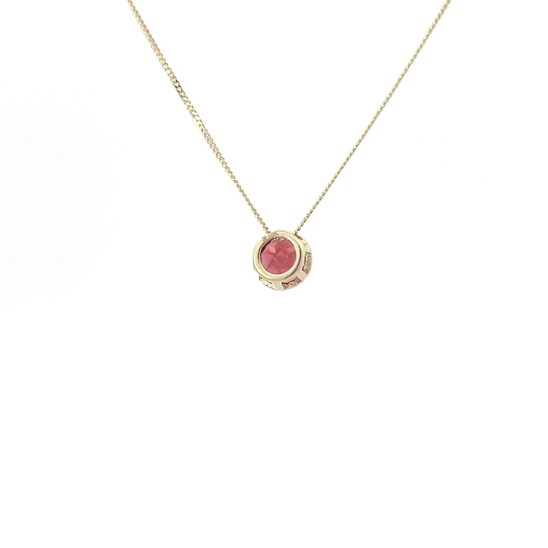 10K Yellow Gold 5mm Genuine Garnet Pendant, 18"