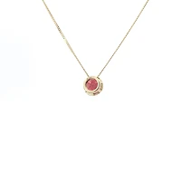 10K Yellow Gold 5mm Genuine Garnet Pendant, 18"