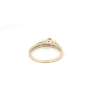 10K Yellow Gold 0.04cttw Diamond with Genuine Ruby Ring - /