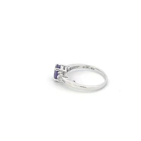 10K White Gold Amethyst and Diamond Ring