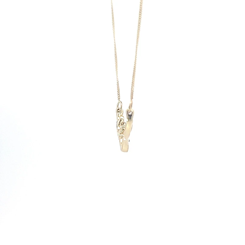 10K Yellow Gold 0.04cttw Diamond Antler Pendant, 18"