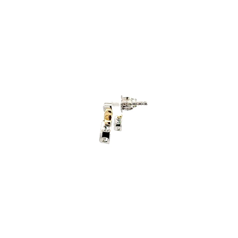 10K White and Yellow Gold Emerald & Diamond Earring