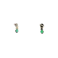 10K White and Yellow Gold Emerald & Diamond Earring