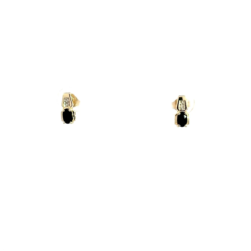 10K Yellow Gold Sapphire & Diamond Earring