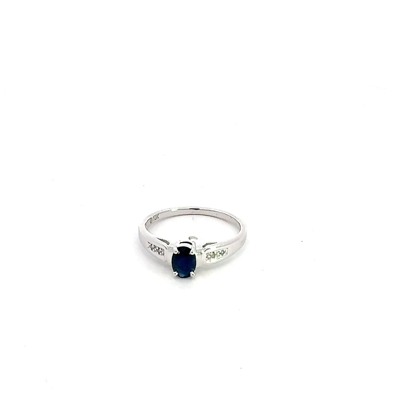 10K White Gold Sapphire & Diamond Ring