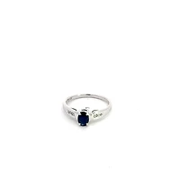 10K White Gold Sapphire & Diamond Ring