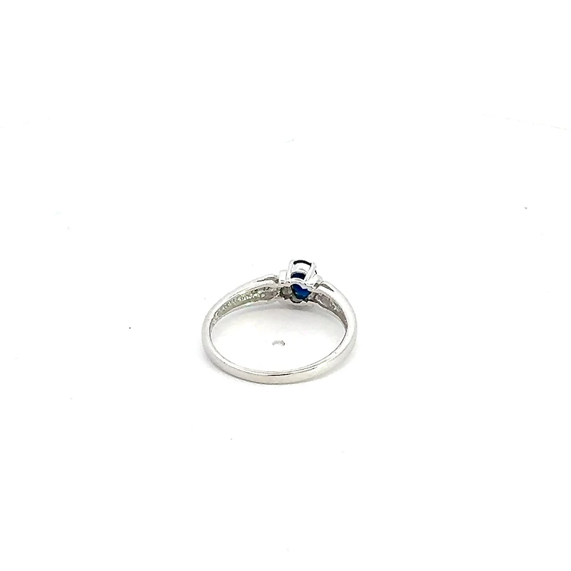 10K White Gold Sapphire & Diamond Ring