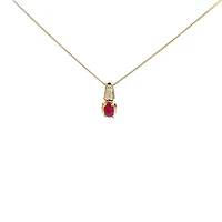 10K Yellow Gold Diamond and Ruby Pendant, 18"