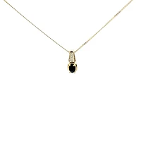 10K Yellow Gold Diamond and Sapphire Pendant, 18"