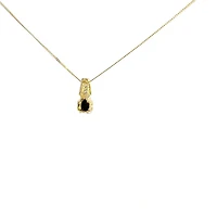 10K Yellow Gold Diamond and Sapphire Pendant, 18"
