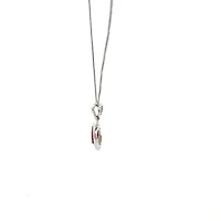 10K White Gold Diamond and Ruby Pendant, 18"