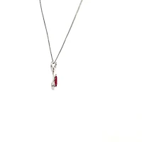 10K White Gold Diamond and Ruby Pendant, 18"