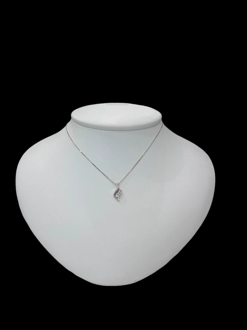 10K Yellow Gold 0.045 cttw Diamond and Sapphire Pendant, 18"