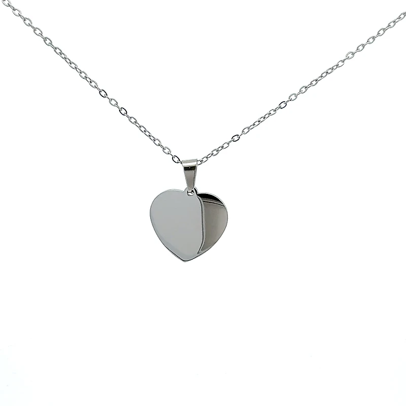 Stainless Steel 23X21mm Engravable Heart Pendant - 18"