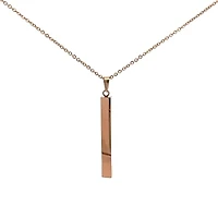Stainless Steel Rose Gold Plated 39X5mm Engravable Bar Pendant - 18"