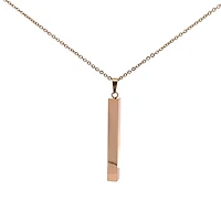 Stainless Steel Rose Gold Plated 39X5mm Engravable Bar Pendant - 18"