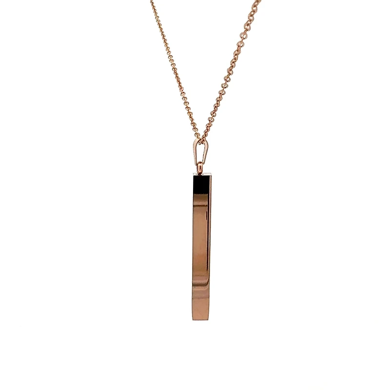 Stainless Steel Rose Gold Plated 39X5mm Engravable Bar Pendant - 18"