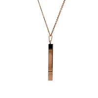 Stainless Steel Rose Gold Plated 39X5mm Engravable Bar Pendant - 18"