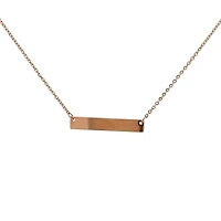 Stainless Steel Rose Gold Plated 7x35mm Engravable Bar Pendant - 18"