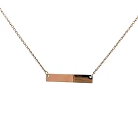 Stainless Steel Rose Gold Plated 7x35mm Engravable Bar Pendant - 18"