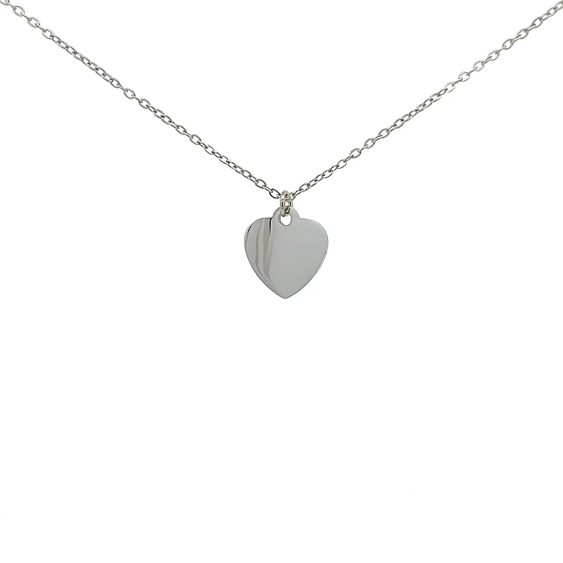 Stainless Steel 18X16mm Engravable Heart Pendant - 18"