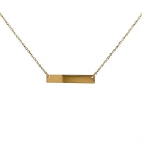 Stainless Steel Yellow Gold Plated 7x35mm Engravable Bar Pendant - 18"