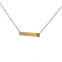Stainless Steel Yellow Gold Plated 7x35mm Engravable Bar Pendant - 18"
