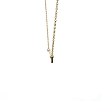 Stainless Steel Yellow Gold Plated 7x35mm Engravable Bar Pendant - 18"