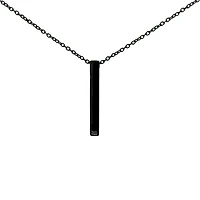 Stainless Steel Black Plated 39X5mm Engravable Bar Pendant - 18"