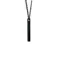 Stainless Steel Black Plated 39X5mm Engravable Bar Pendant - 18"