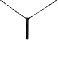 Stainless Steel Black Plated 39X5mm Engravable Bar Pendant - 18"