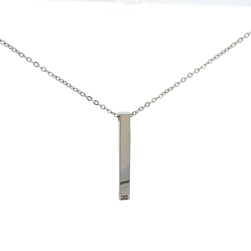 Stainless Steel 39X5mm Engravable Bar Pendant - 18"