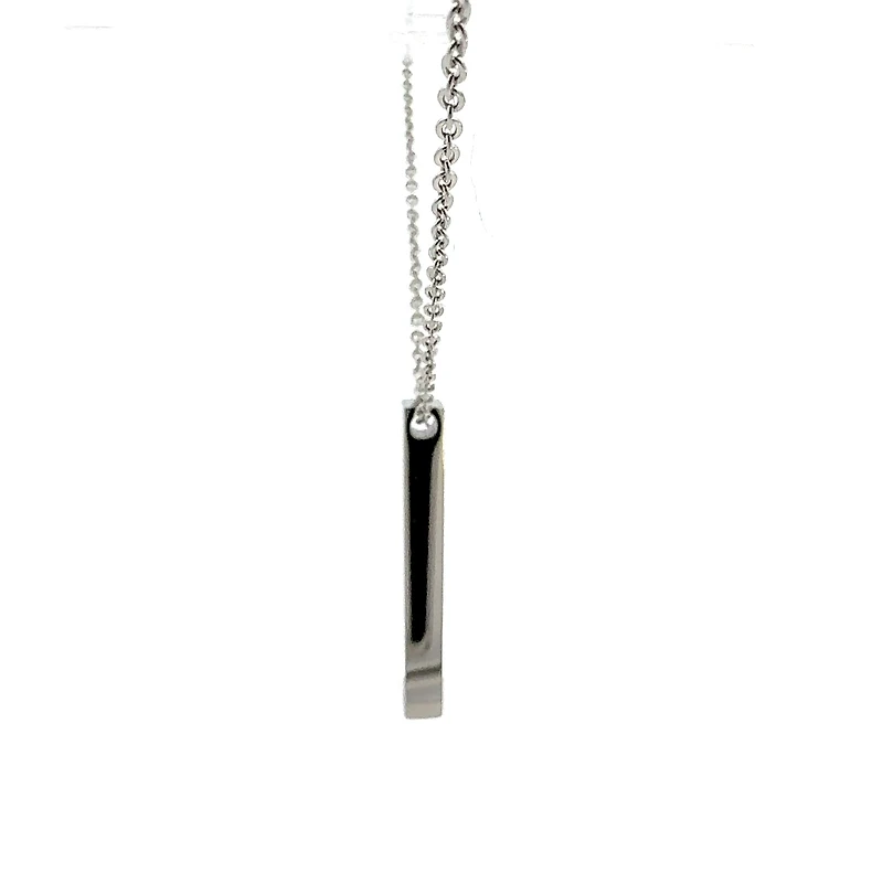 Stainless Steel 39X5mm Engravable Bar Pendant - 18"