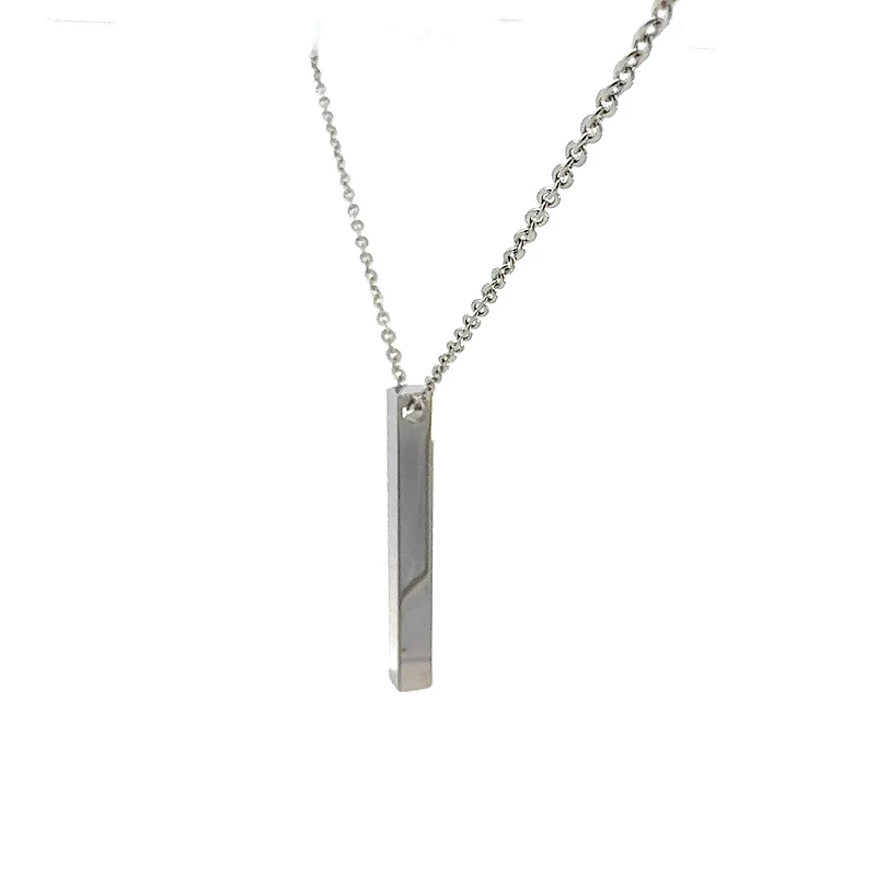 Stainless Steel 39X5mm Engravable Bar Pendant - 18"