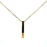 Stainless Steel Yellow Gold Plated 39X5mm Engravable Bar Pendant - 18"