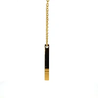 Stainless Steel Yellow Gold Plated 39X5mm Engravable Bar Pendant - 18"