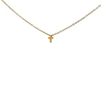 Stainless Steel Gold Plated 8.5X6mm Cross Pendant - 18"